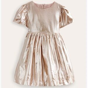 NEW! Mini Boden Girls Metallic Party Dress Gold Metallic Girls Boden Sz 6/7